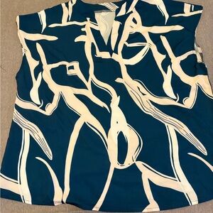 Abstract Blue and White Blouse